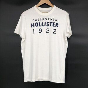 Hollister Men's Logo Spell Out T-shirt Size XL White 100% Cotton Y2k California